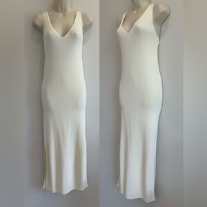 Electric & Rose Cream Ribbed Knit Midi Dress